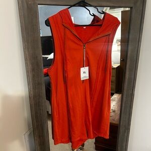 Orange Sleeveless Hooded romper